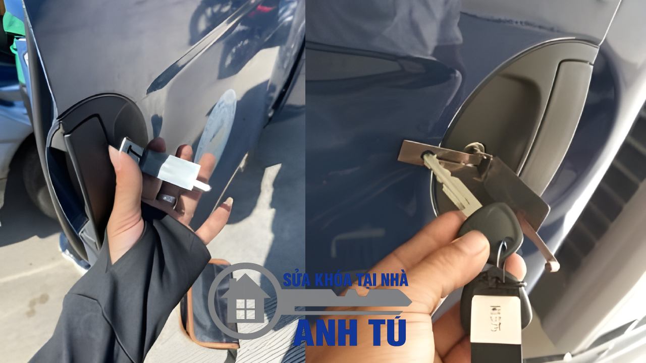 Mở cửa ô tô khi quên chìa trong xe an toàn hạn chế trầy xước
